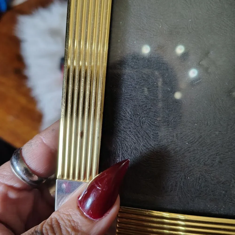 VTG Art Deco Revival Style Two Tone Brass & Chrome Picture Frame